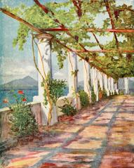 Pergola overlooking Mount Vesuvius from Villa of San Michele in Capri