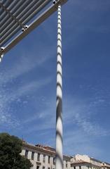 Column with light and shadow play at Carré d'Art cultural center in Nimes