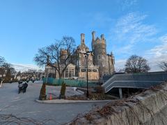 Casa Loma at night with Christmas lights