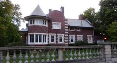 Casa Loma neighborhood in Toronto, Ontario with castle atop Avenue Road Hill