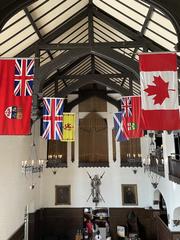 Great Hall adorned with national flags