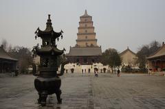 Daci'en Temple with intricate traditional Chinese architecture