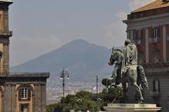 View of Mount Vesuvius from Piazza del Plebiscito in Naples