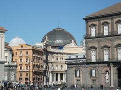 Galleria Umberto I and Piazza del Plebiscito with Royal Palace and Church of San Ferdinando in Naples