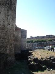 Castello Ursino fosse with 17th century lava, Catania, Italy