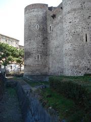 Towers of Castello Ursino in Catania, Italy, depicting a Jewish menorah