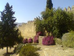 inside of Castillo de Gibralfaro looking southwest towards the ramparts and walls