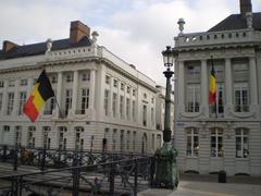 Belgian flags flying at Place des Martyrs in Brussels