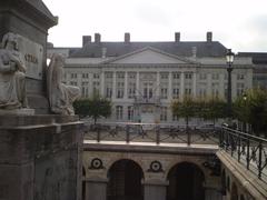 Martyrs' Square in Brussels with monument and surrounding buildings