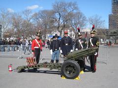 Artillery canon and soldiers