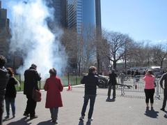 Artillery firing under the blue sky