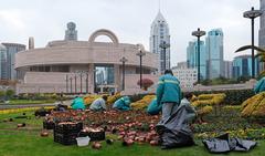 Gardening in People's Square, Shanghai