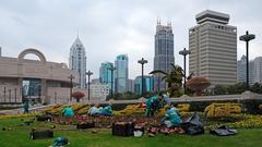 Gardening in People's Square, Shanghai