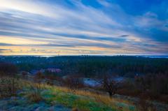 sunrise view over Stockholm from Högdalstoppen