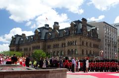 Will and Kate on Parliament Hill watching Canadian Grenadier Guards