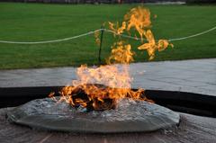 Closer view of the eternal flame outside the Canadian Parliament buildings in Ottawa