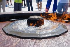 Fire on the fountain in front of the Canadian Parliament