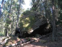 Large glacial erratic boulder in forest of Judarskogens nature reserve