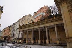 Karlovy Vary winter cityscape