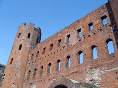 Roman architecture of Porta Palatina in Turin