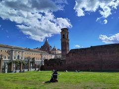 Porta Palatina with surrounding buildings and park