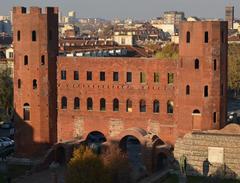 Torino ancient city walls at night