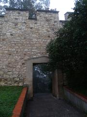 passage through the gothic wall on Petřín hill in Prague