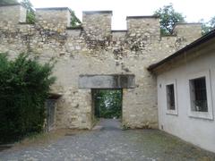 Gate through city wall at Strahovská 206 on Petřín hill in Hradčany, Prague