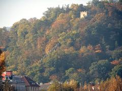 Hunger Wall in Malá Strana, Prague viewed from the riverbank