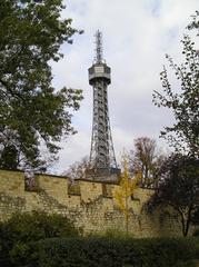 View of Petřín Tower in Petřín Park, Prague