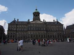 Amsterdam Royal Palace with people in front of the building