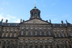 Boats and historic buildings along Amsterdam canal