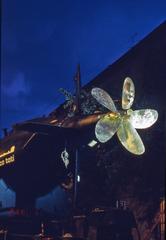 Detail view of the propeller of the E. Toti submarine during transport on August 14, 2005