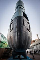 Front view of Submarine Enrico Toti (S 506) at Museo della Scienza e della Tecnica in Milan, Italy