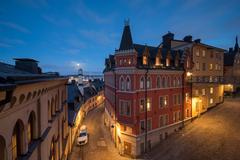 Pryssgränd and Bellmansgatan streets with a residential building from 1888 in Mariaberget, Södermalm, Stockholm