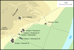 Map of the main burial sites in Thebes-West