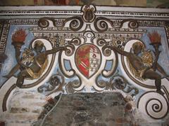 Castello di Malpaga fireplace relief with Colleoni coat of arms