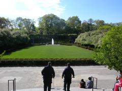 Conservatory Garden central lawn with policemen standing guard