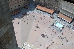 Piazza del Campo in Siena, Tuscany from Torre del Mangia