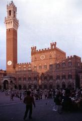 Palazzo Comunale in Siena illuminated by evening light