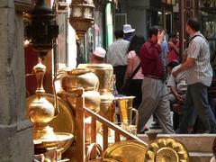 Cairo souk bustling with shoppers and traditional market stalls