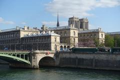 View of Notre Dame Cathedral and Pont Notre-Dame from Pont au Change, Paris