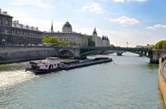 Barges on Seine River, Paris