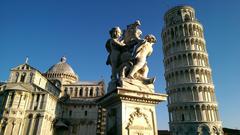 Miracles Square in Pisa with cathedral, baptistery, and leaning tower