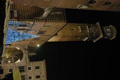 Verona night Christmas scene at Piazza dei Signori with Torre dei Lamberti and palazzo Ragione