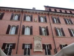 Public square with historical monument in Verona, Italy