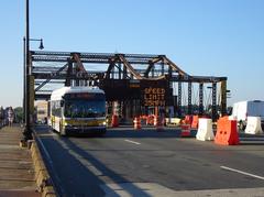 MBTA route 111 bus on Charlestown Bridge, September 2018