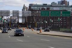 Charlestown Bridge in Boston viewed from Charlestown toward Boston