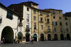 Entrance to Piazza Anfiteatro in Lucca, Tuscany