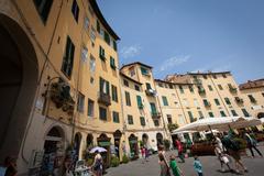 aerial view of Lucca, Italy, with its buildings and streets